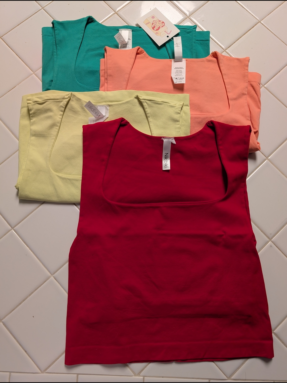 Nikibiki Crop Tank Top Bundle - Red, Teal, Peach, Lemon, Coral